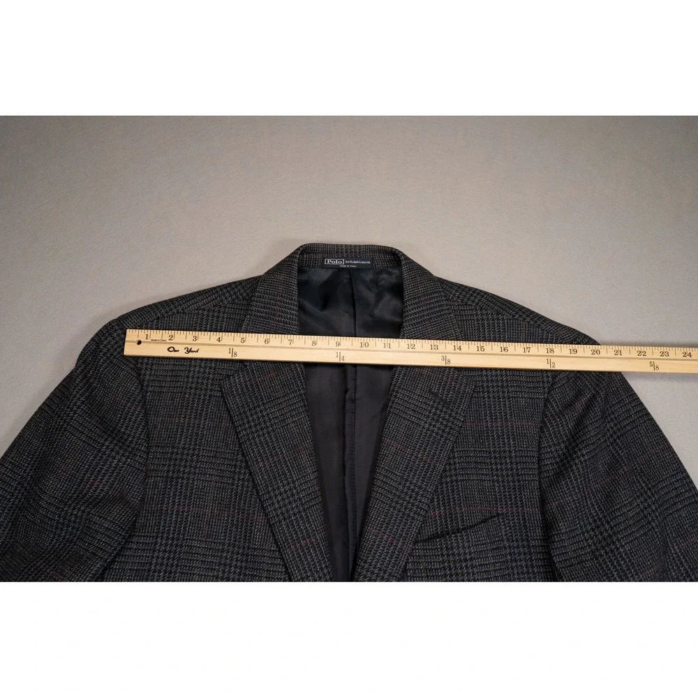 Polo Ralph Lauren Blue Label Wool Cashmere Blazer 44L‎ Glen Plaid Made in Italy